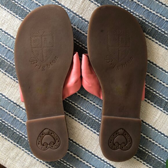 Brighton Thong Style Slip On Sandals Silver Plated Metal Embellishment Pink Sz 7 - Picture 4 of 11